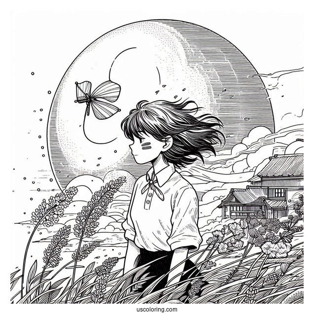 Studio Ghibli Coloring Page of The Wind Rises Nahoko Satomi Painting