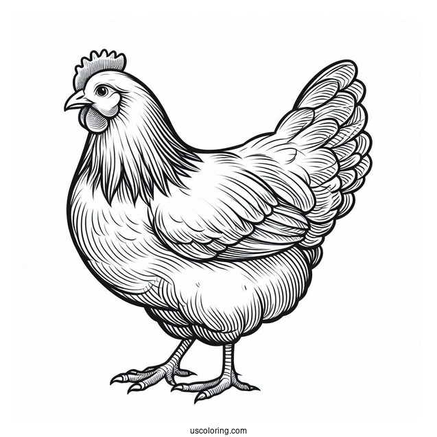 Easy Outline Of a Common Farm Chicken