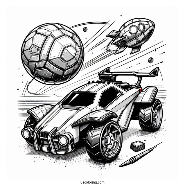 Rocket League Coloring Page Octane And The Ball