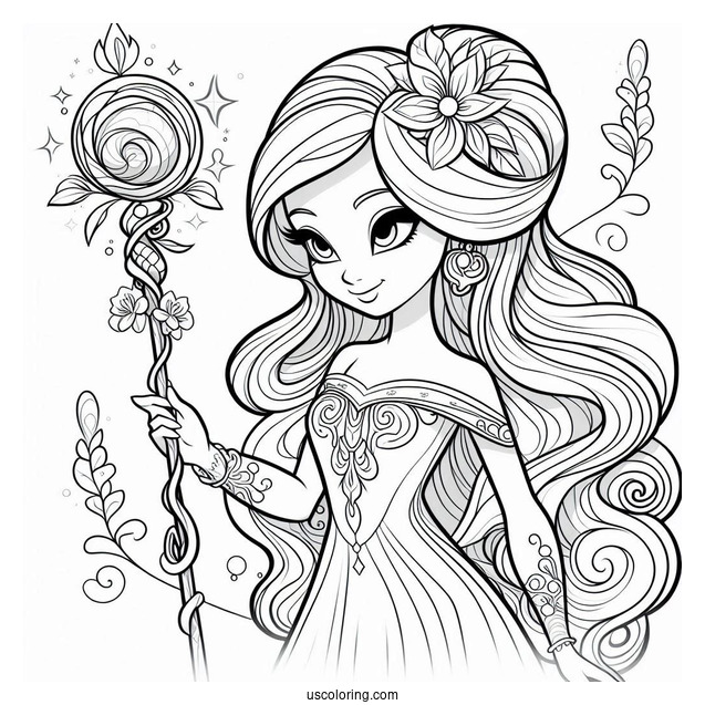 Shimmer And Shine Coloring Page Of Imma Showing Leah A Magical Staff