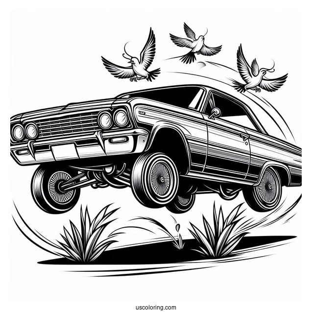 Hopping Impala Lowrider Coloring Page