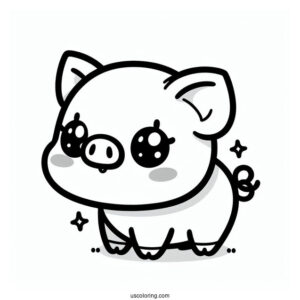 Adorable Kawaii Pig To Color