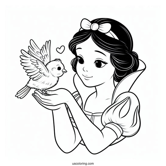 Snow White Holding a Baby Bird