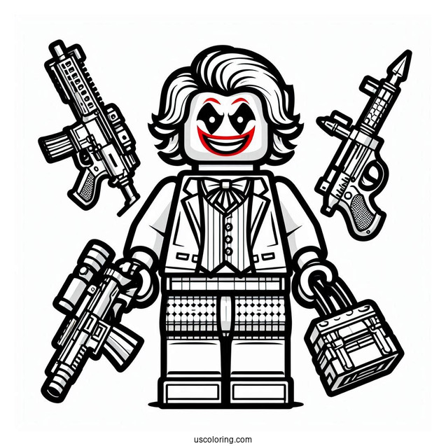 Lego Joker With Weapons Coloring Sheet