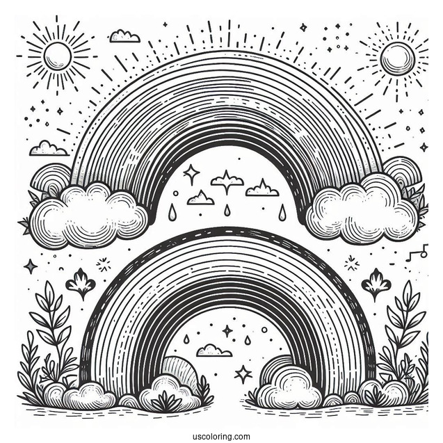 Large Rainbow To Color For Kids