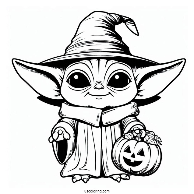 Happy Halloween Baby Yoda To Color