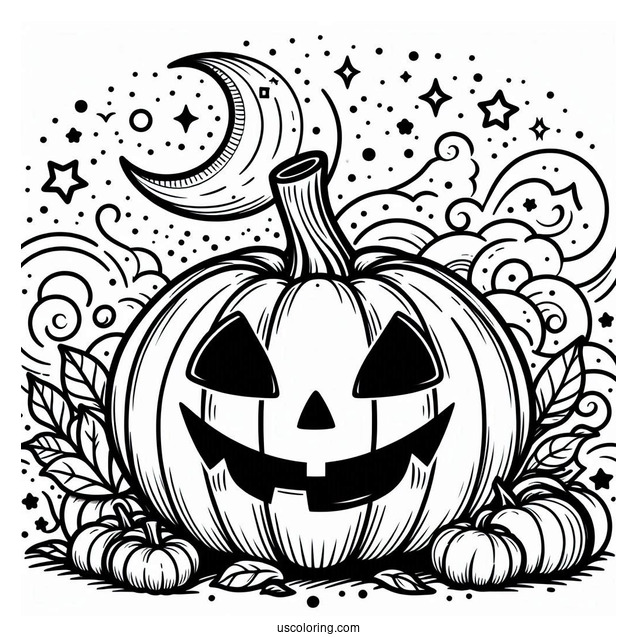 Simple Jack O Lantern Pumpkin Coloring Page Template To Color