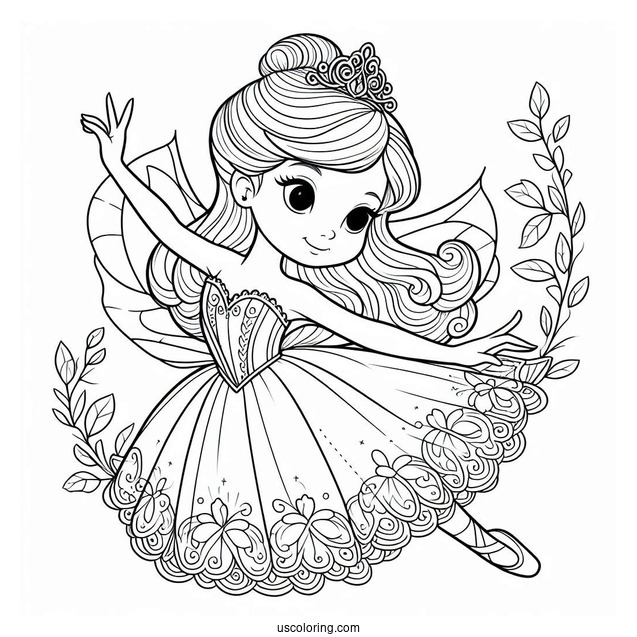 Cinderella Ballerina Coloring Page
