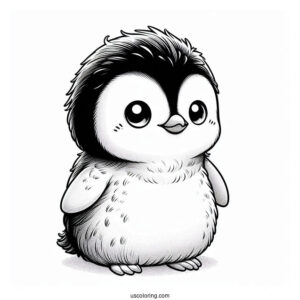 Fluffy Baby Emperor Penguin To Color In