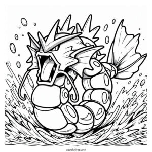 Gyarados Splash Burn Pokemon Card Coloring Page