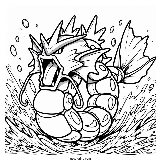 Gyarados Splash Burn Pokemon Card Coloring Page