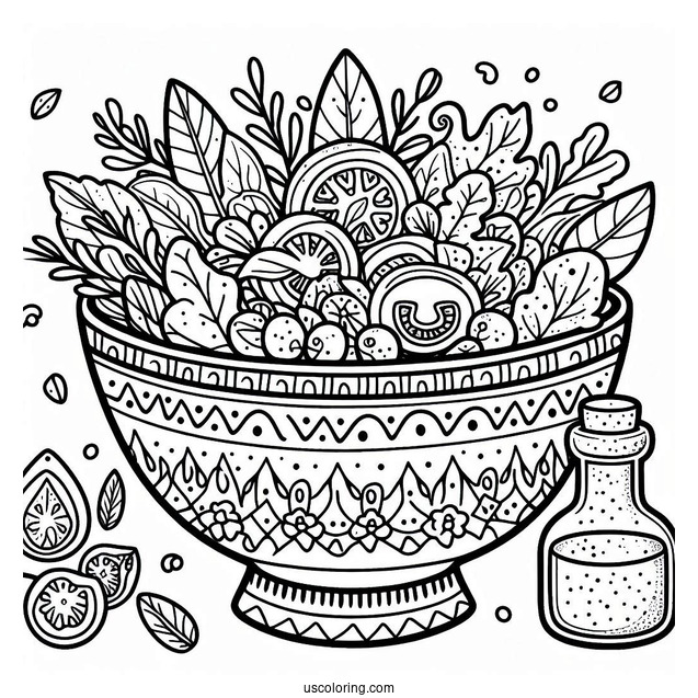 Bowl Of Salad Coloring Sheet