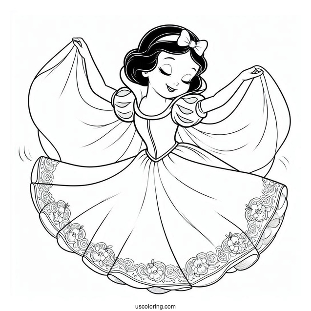 Coloring Page Of Snow White Dancing