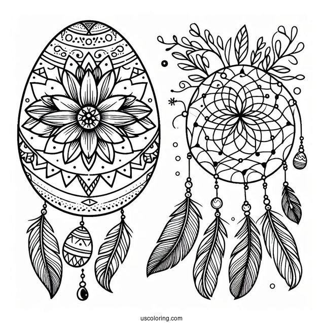 Floral Easter Egg Coloring Page Dreamcatcher