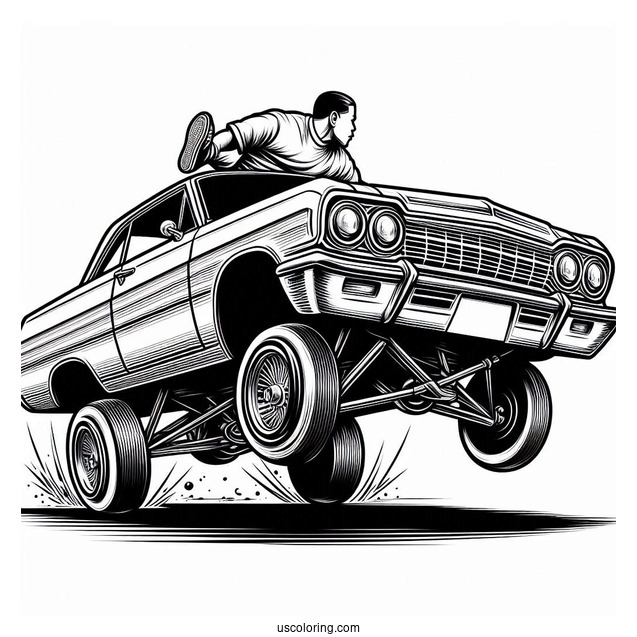 Hopping Impala Lowrider Coloring Page
