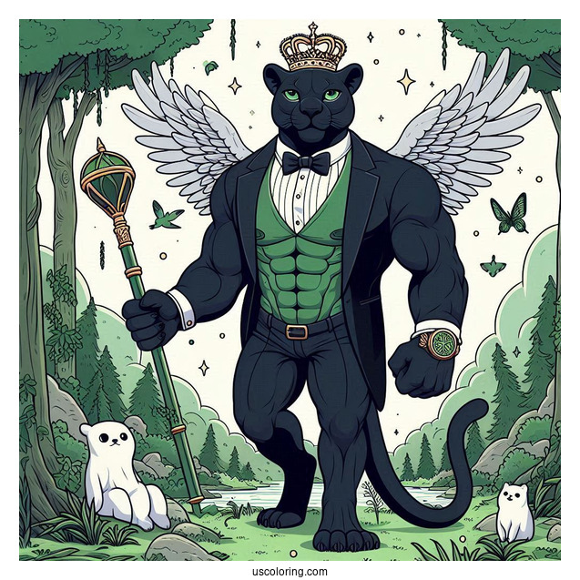 Black Panther Emerging From The Forest With The Hulk Coloring Page