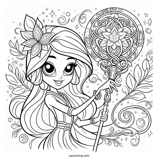 Shimmer And Shine Coloring Page Of Imma Showing Leah A Magical Staff