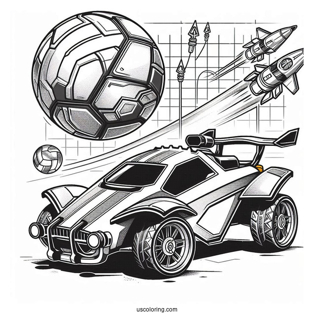 Rocket League Coloring Page Octane And The Ball