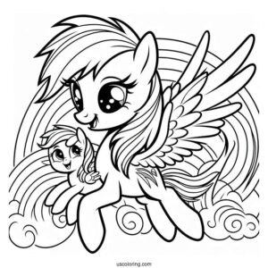 Rainbow Dash Coloring Page And Soarin With Their Baby For Kids