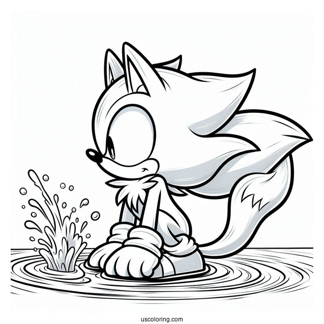 Big the Cat Looking Over Water Coloring In