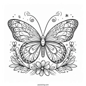 Butterfly With Floral Wings Coloring Page