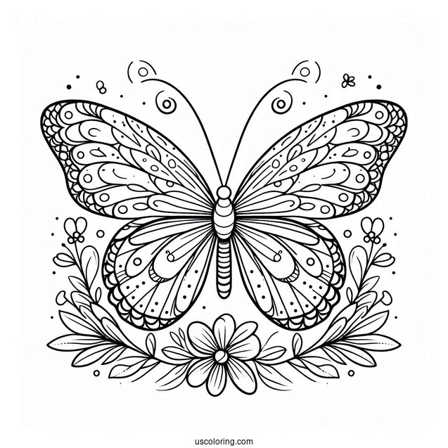 Butterfly With Floral Wings Coloring Page