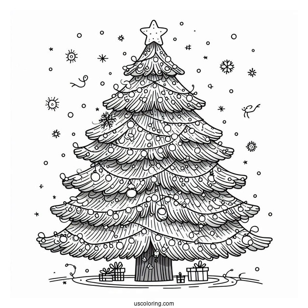 Large Christmas Tree With Lights And Decorations