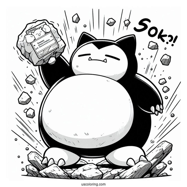 Snorlax Coloring Page Rock Smash Pokemon Card