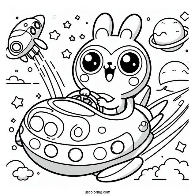 Pororo Coloring Page And Loopy Controlling Spaceship
