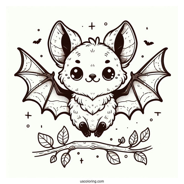 Little Brown Bat Coloring Page In The Air