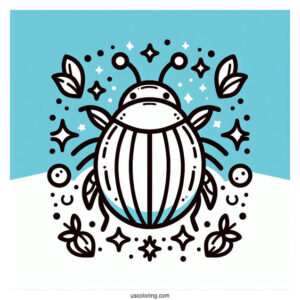 Cartoon Beetle Coloring Page Outline For Preschoolers