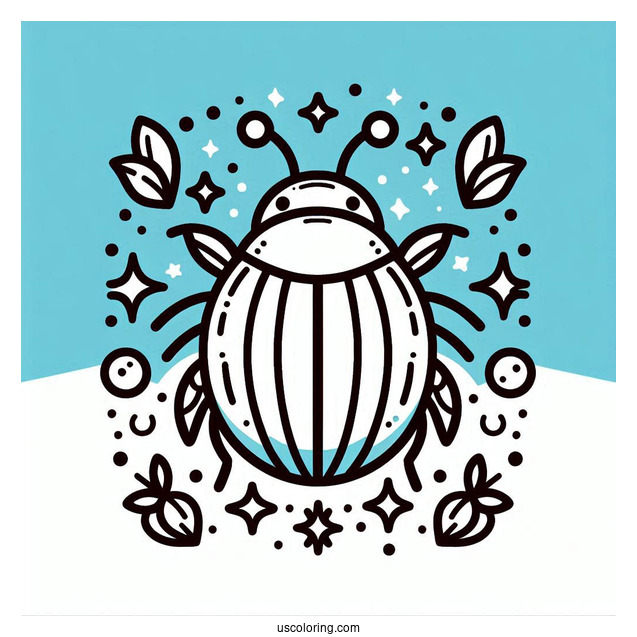 Cartoon Beetle Coloring Page Outline For Preschoolers