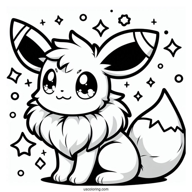 Kawaii Umbreon Eevee Coloring Sheet