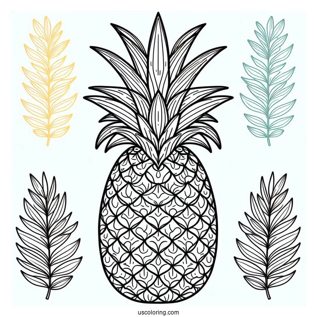 Easy Outline Of Pineapple Coloring For Kids