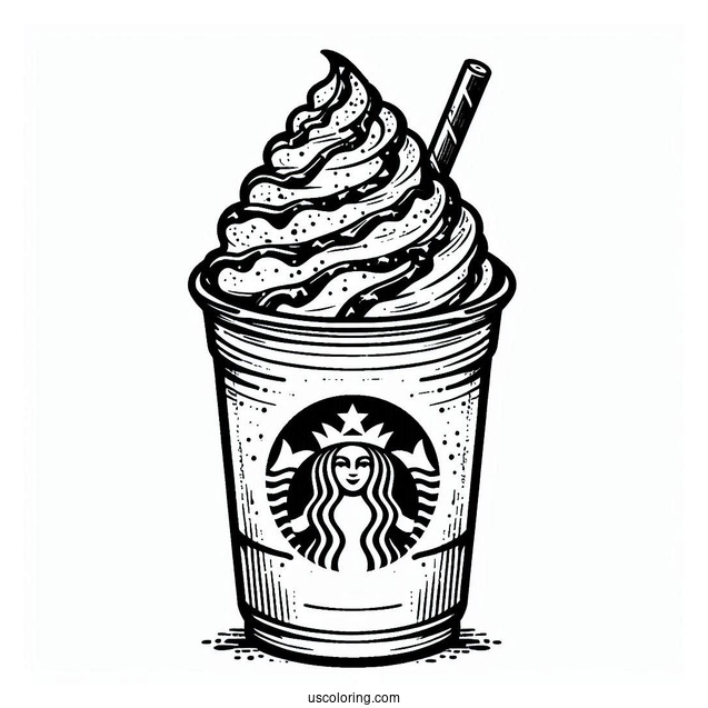 Starbucks Coloring Page Frappe With Whipped Cream And Chocolate Syrup