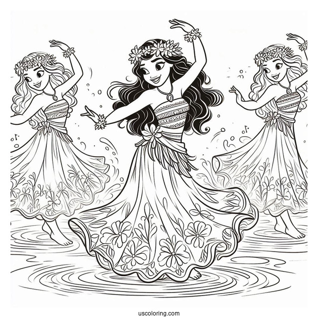 Princess Coloring Page Of Moana Dancing