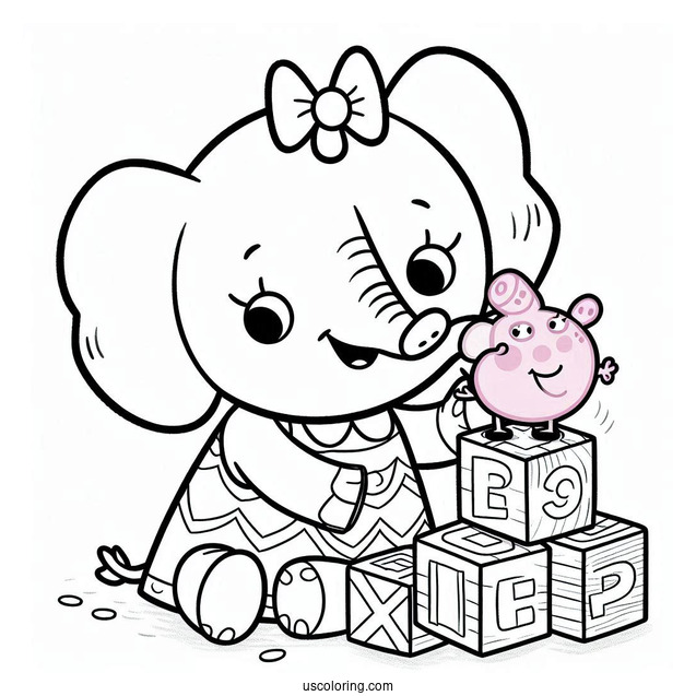 Emily The Elephant Playing With Wood Blocks