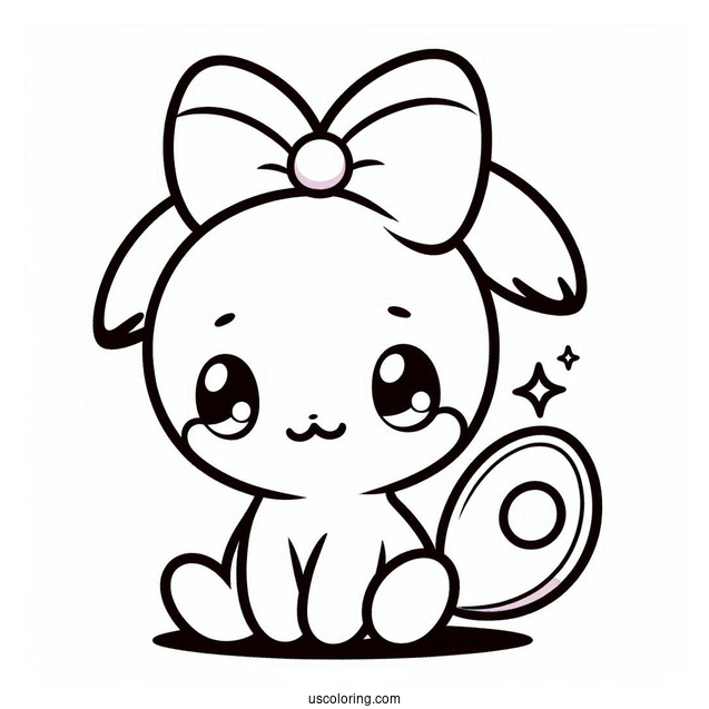 Simple Pochacco Coloring Page With Bow On Tail For Preschoolers