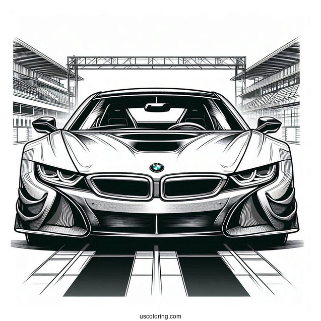 Front Of BMW Coloring Page i8 Race Car