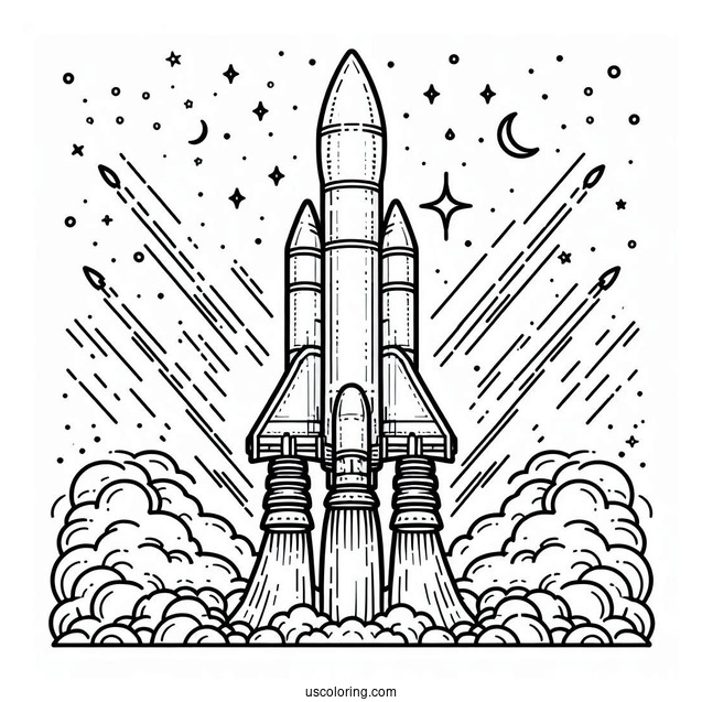 SpaceX Falcon Heavy Rocket Coloring Sheet