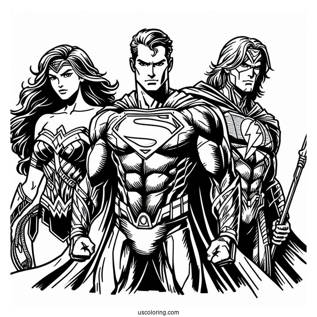 Justice League Coloring Page In Formation