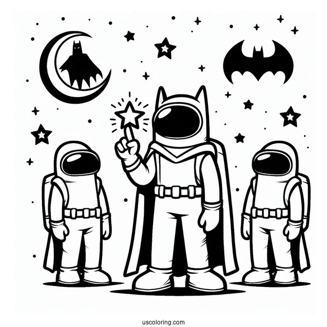 Among Us Batman Coloring Page For Kids