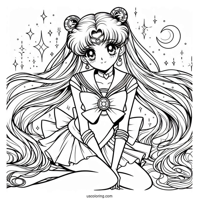 Sailor Mars Rei Hino Coloring Sheet