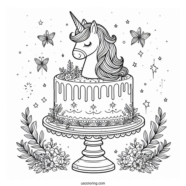 Unicorn Cake On Pedestal