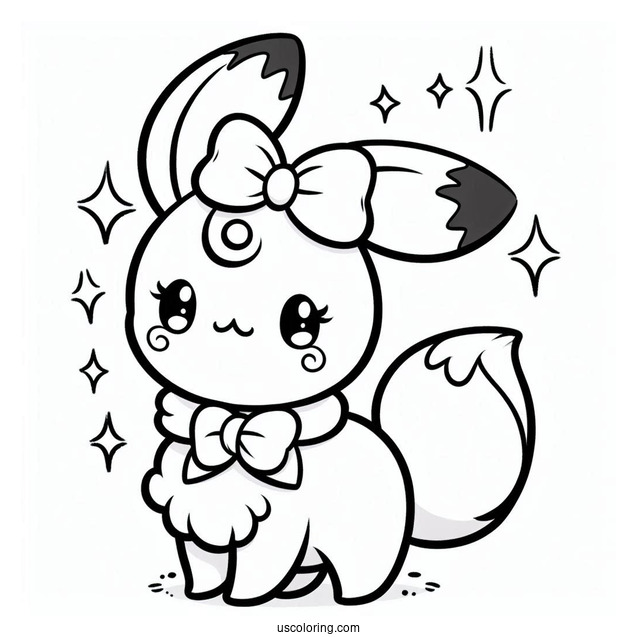 Simple Pochacco Coloring Page With Bow On Tail For Preschoolers