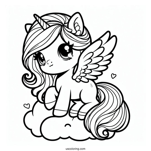 Chibi Pegasus Coloring Page For Preschoolers