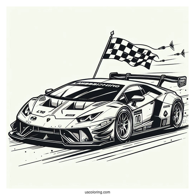 Coloring Page Of Lamborghini Race Car