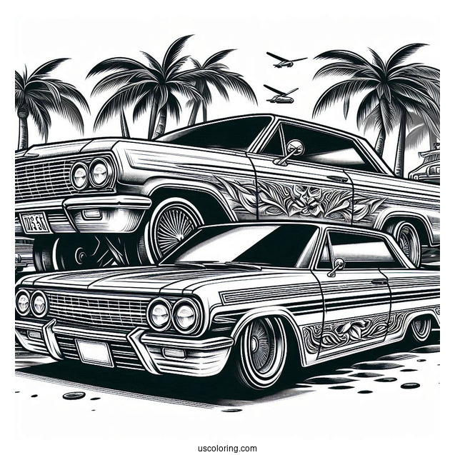 Lowrider Coloring Page Chevrolet Impala With Custom Paint