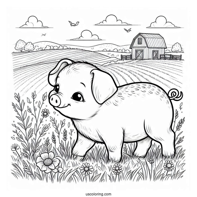 Babe The Pig Walking In Field