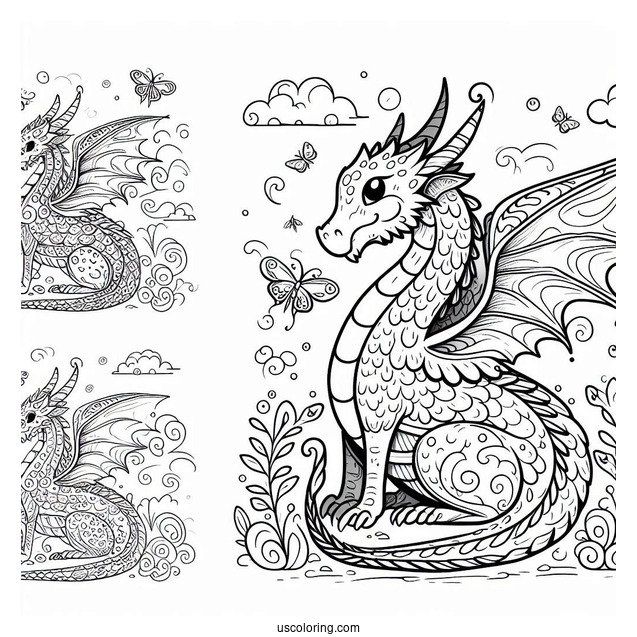 Easy To Color Dragon For Toddlers
